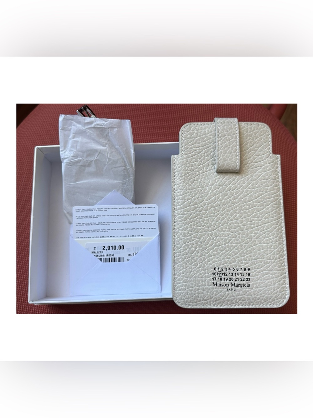 Maison Martin Margiela Cream Textured Leather  Wallet with Strap